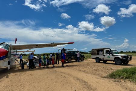Offloading of essential supplies at Illeret airstrip ~Photo credit: Sam Baguma