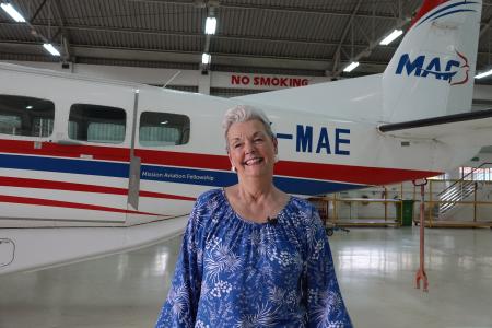 Rebecca Stuart in the hanger