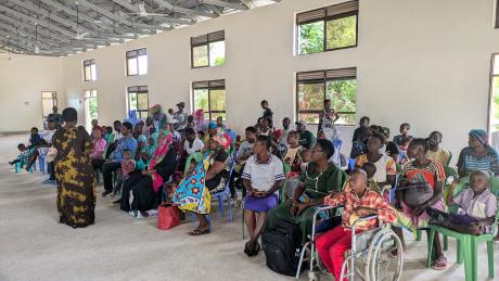 Parent and children in one of the MOH buildings.
